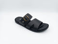 Men’s All-Black Comfort Slipper - Synthetic Buckle Design