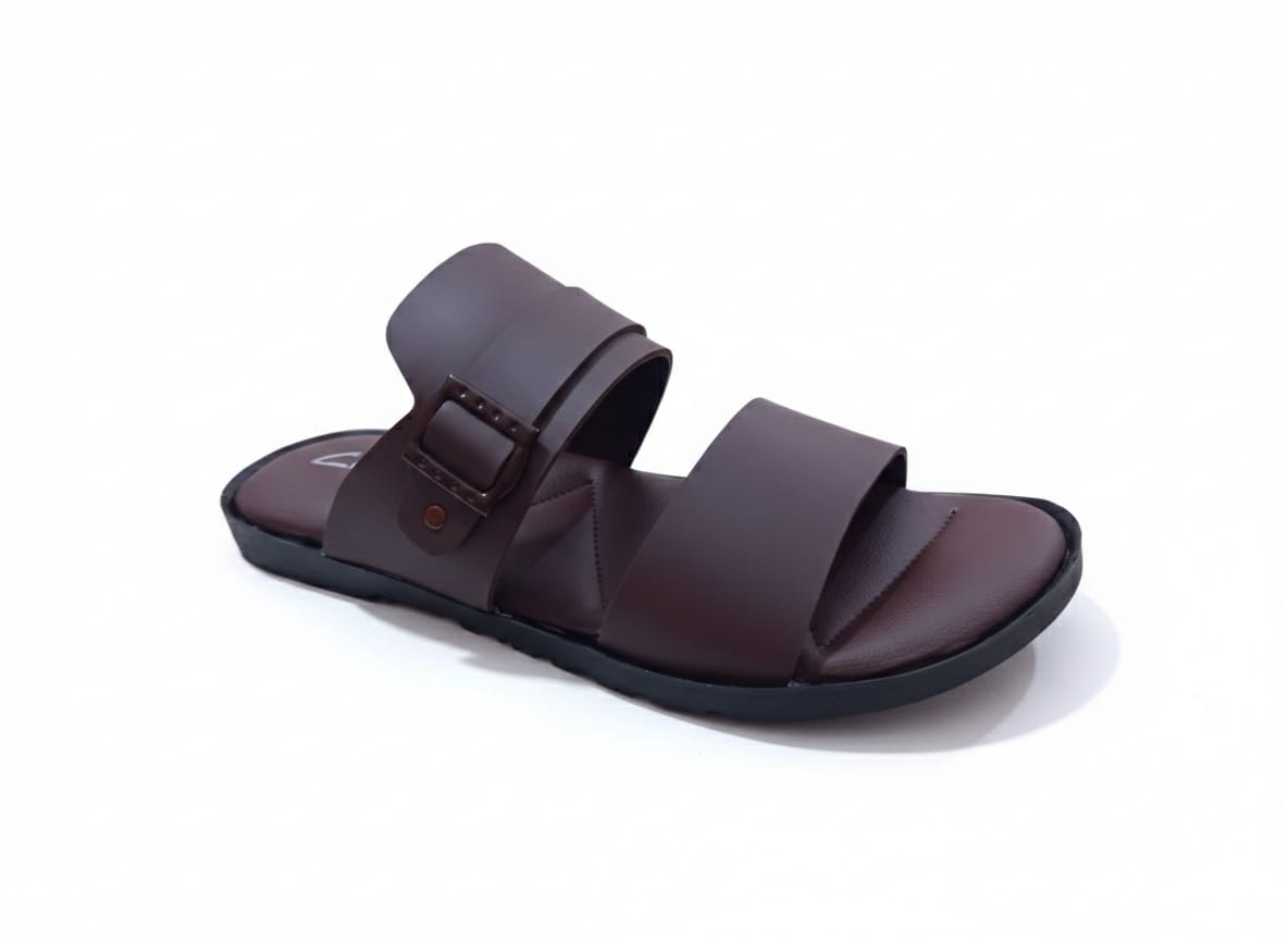 Brown Dual-Strap Slipper